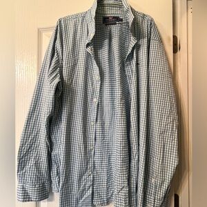Vineyard Vines Blue and White Plaid Shirt